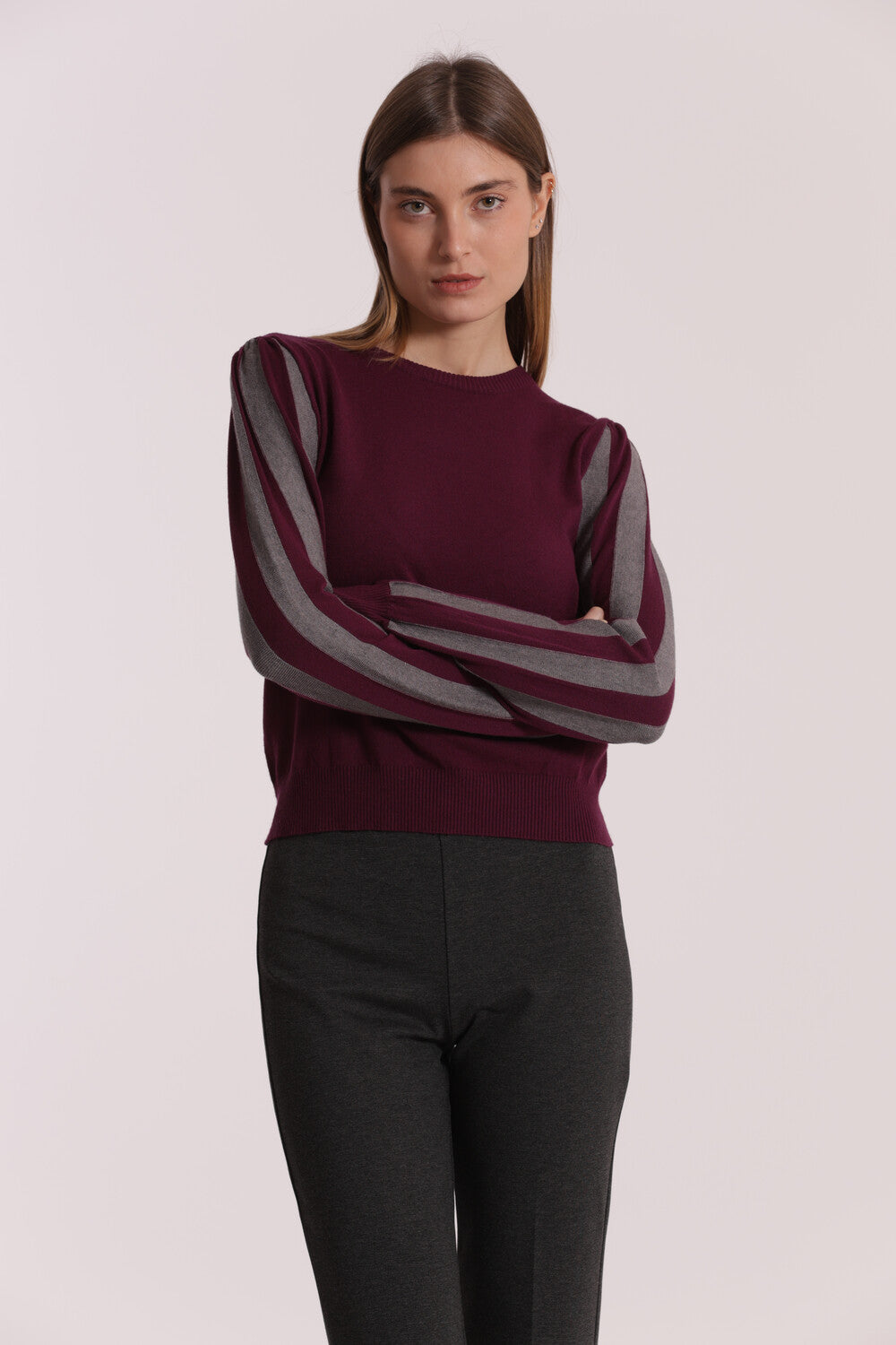 maglia con maniche a righe  - mimì muà - burgundy