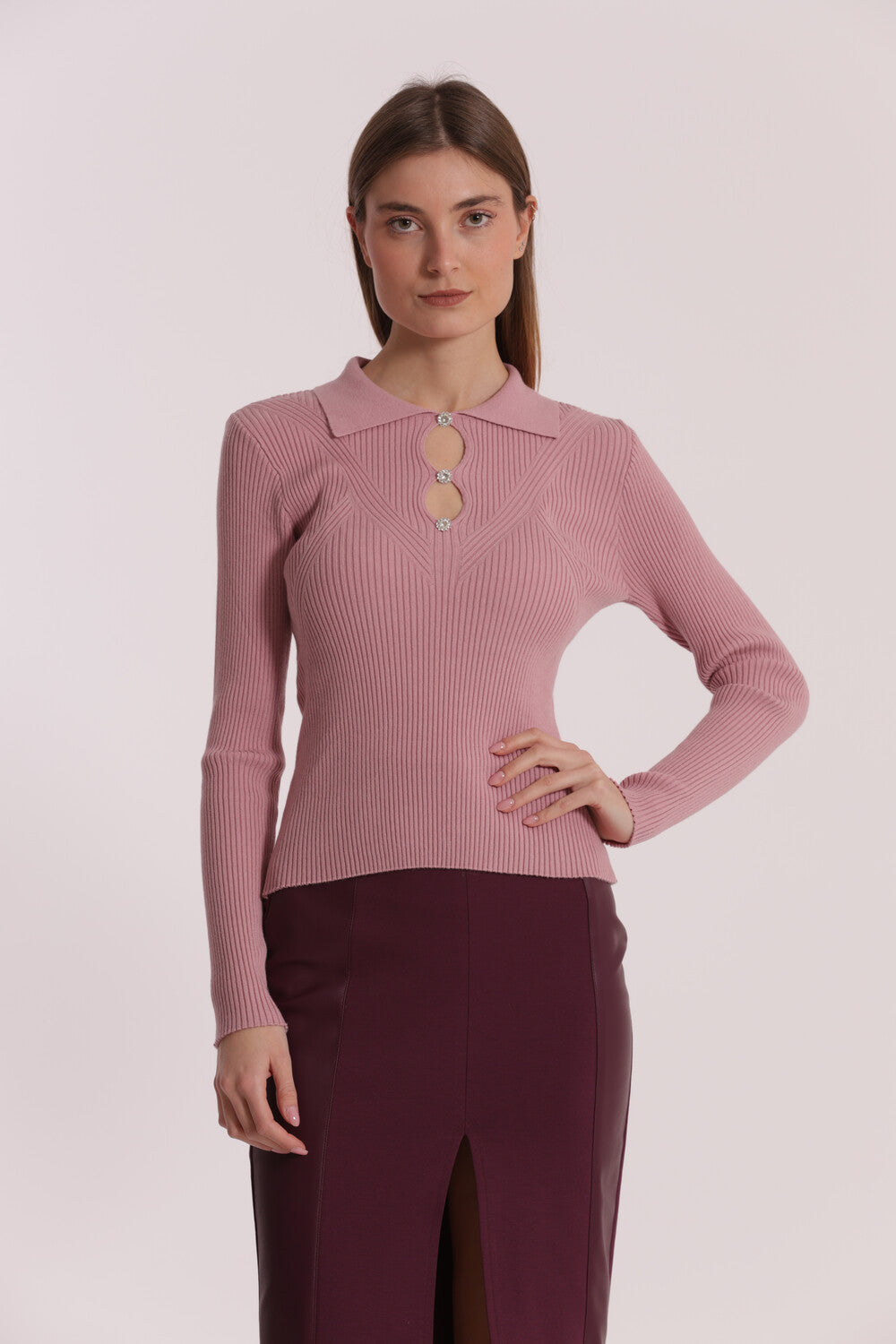 maglia polo cut out - mimì muà - malva
