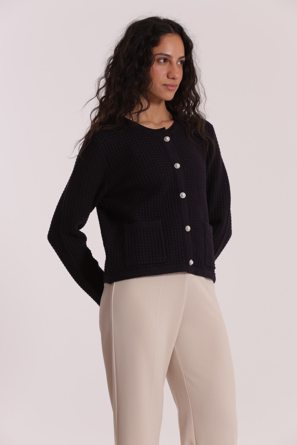 maglia cardigan nido d'ape - mimì muà - blu