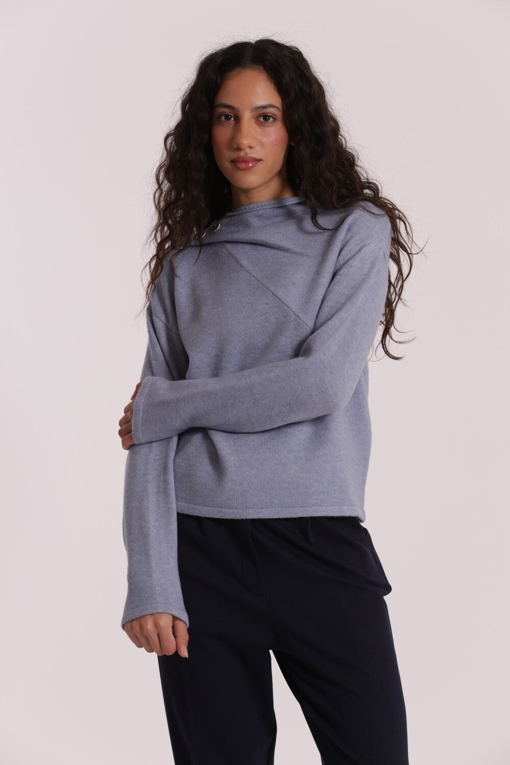 maglia con bottoni su spalla - mimì muà -  blu indaco