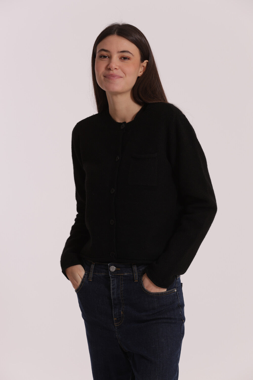 maglia cardigan con taschino  - mimì muà - nero