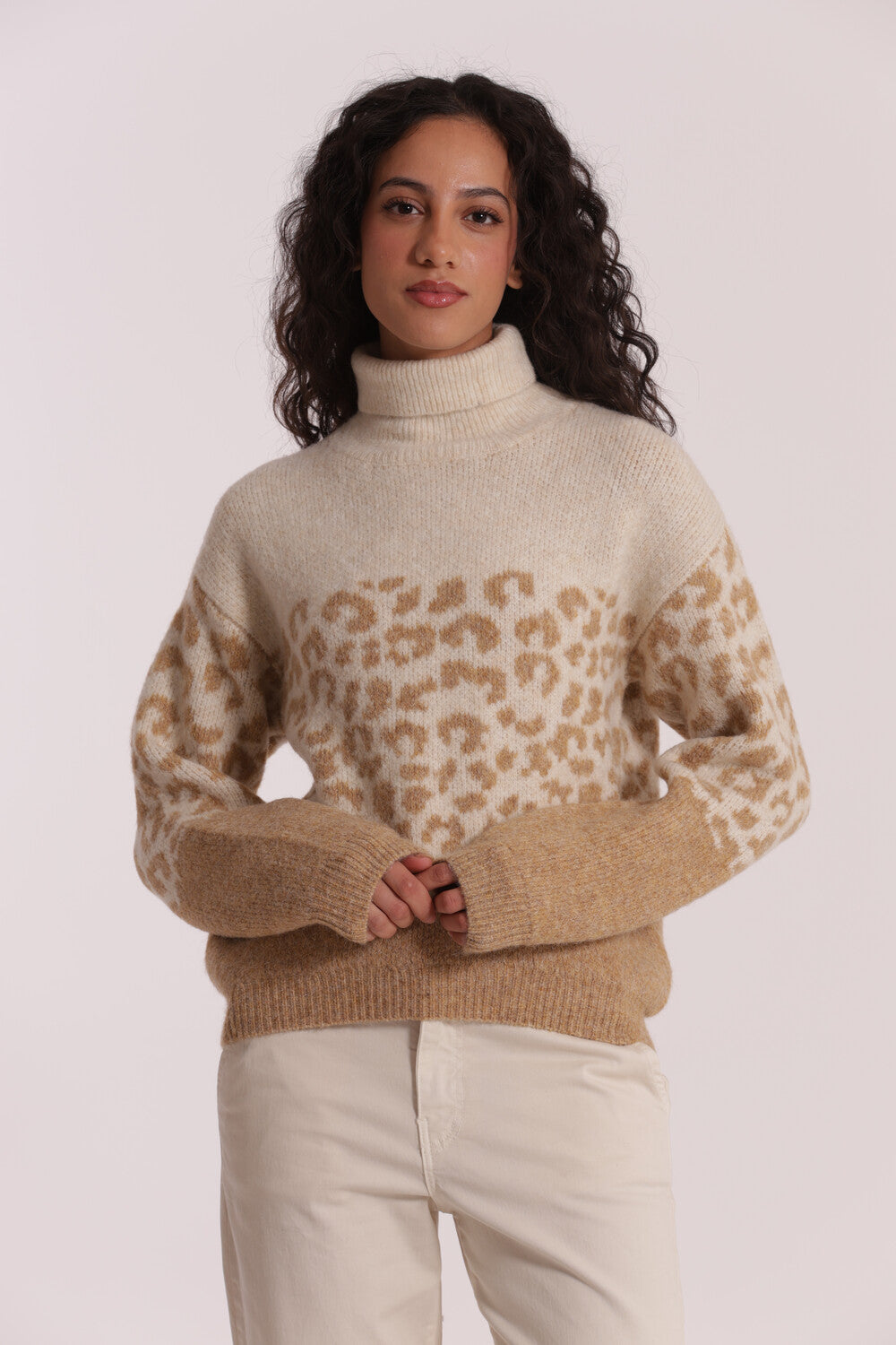 maglia dolce vita animalier bicolor - mimì muà - bianco beige