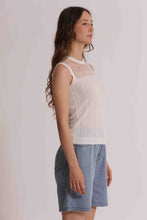 Carica l'immagine nel visualizzatore di Gallery, top in maglia con dettaglio trasparente  - mimì muà - panna
