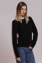 Carica l'immagine nel visualizzatore di Gallery, maglia scollo tondo con dettaglio bicolor - mimì muà - nero
