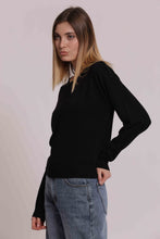 Carica l'immagine nel visualizzatore di Gallery, maglia scollo tondo con dettaglio perline  - mimì muà -  nero
