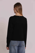 Carica l'immagine nel visualizzatore di Gallery, maglia scollo tondo con dettaglio perline  - mimì muà -  nero
