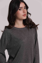 Carica l'immagine nel visualizzatore di Gallery, maglia con strass e collo removibile  - mimì muà - grigio
