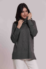 Carica l'immagine nel visualizzatore di Gallery, maglia con strass e collo removibile  - mimì muà - grigio
