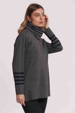 Carica l'immagine nel visualizzatore di Gallery, maglia con righe e collo removibile - mimì muà - grigio
