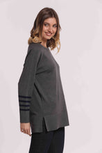 Carica l'immagine nel visualizzatore di Gallery, maglia con righe e collo removibile - mimì muà - grigio
