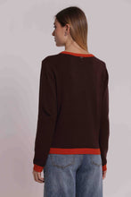 Carica l'immagine nel visualizzatore di Gallery, maglia scollo a v bicolor   - mimì muà -  moro
