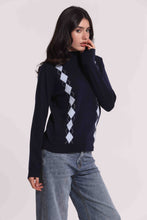 Carica l'immagine nel visualizzatore di Gallery, maglia lupetto con dettaglio rombo - mimì muà - blu
