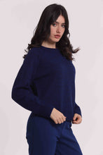 Carica l'immagine nel visualizzatore di Gallery, maglia melange con collo removibile  - mimì muà -  blu cina
