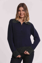 Carica l'immagine nel visualizzatore di Gallery, maglia bicolor con zip  - mimì muà - blu
