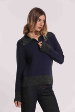 Carica l'immagine nel visualizzatore di Gallery, maglia bicolor con zip  - mimì muà - blu

