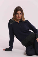 Carica l'immagine nel visualizzatore di Gallery, maglia bicolor con zip  - mimì muà - blu
