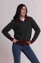 Carica l'immagine nel visualizzatore di Gallery, maglia bicolor con zip  - mimì muà - grigio
