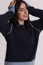 Carica l'immagine nel visualizzatore di Gallery, maglia scollo tondo con contrasti  - mimì muà -  blu
