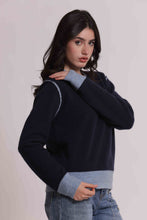 Carica l'immagine nel visualizzatore di Gallery, maglia scollo tondo con contrasti  - mimì muà -  blu
