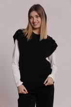 Carica l'immagine nel visualizzatore di Gallery, maglia maniche corte con paillettes su spalle - mimì muà - nero
