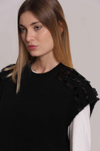 Carica l'immagine nel visualizzatore di Gallery, maglia maniche corte con paillettes su spalle - mimì muà - nero
