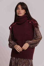Carica l'immagine nel visualizzatore di Gallery, maglia maniche corte con paillettes su spalle - mimì muà - prugna
