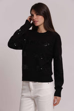 Carica l'immagine nel visualizzatore di Gallery, maglia scollo tondo con righe paillettes  - mimì muà -  nero

