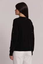 Carica l'immagine nel visualizzatore di Gallery, maglia scollo tondo con righe paillettes  - mimì muà -  nero
