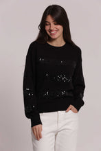 Carica l'immagine nel visualizzatore di Gallery, maglia scollo tondo con righe paillettes  - mimì muà -  nero
