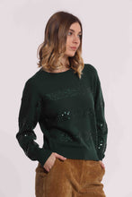 Carica l'immagine nel visualizzatore di Gallery, maglia scollo tondo con righe paillettes  - mimì muà -  verde
