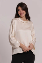 Carica l'immagine nel visualizzatore di Gallery, blusa over in raso di viscosa - mimì muà - panna
