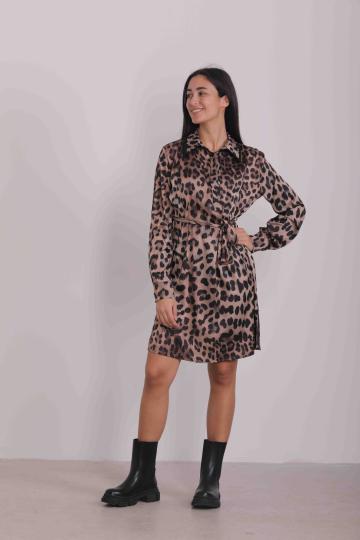 abito corto fantasia leopardata - mimì muà - nero cammello