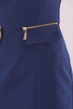 Carica l&#39;immagine nel visualizzatore di Gallery, abito longuette con zip su tasche in tessuto tecnico - mimì muà - blu
