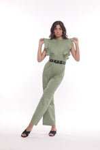 Carica l&#39;immagine nel visualizzatore di Gallery, tuta in gabardina con rouches - mimì muà - verde militare 2025

