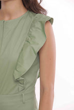Carica l&#39;immagine nel visualizzatore di Gallery, tuta in gabardina con rouches - mimì muà - verde militare 2025
