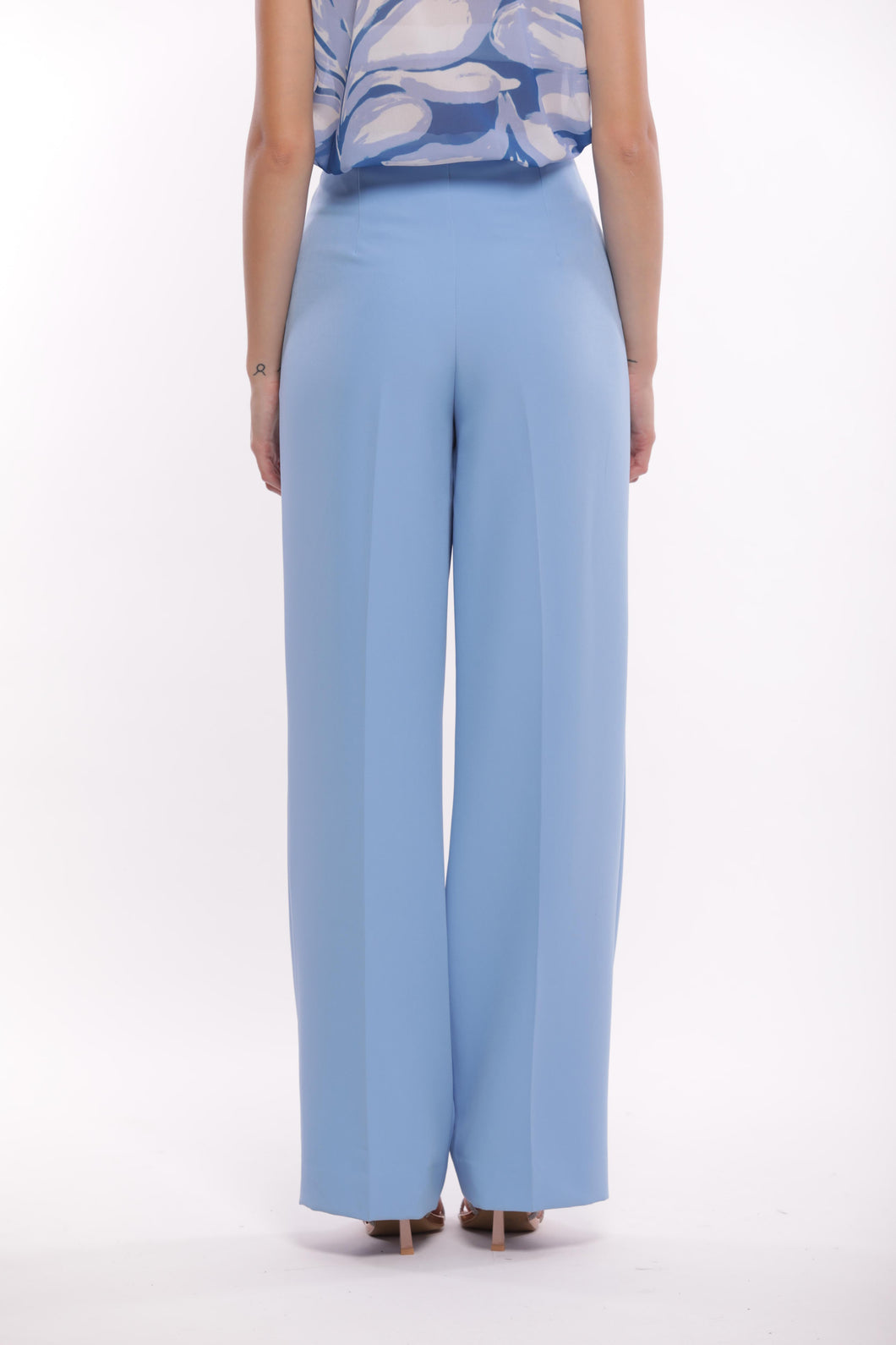 pantalone palazzo in tessuto tecnico - mimì muà - celeste 2025