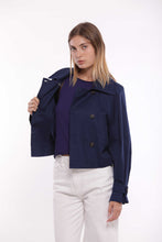 Carica l&#39;immagine nel visualizzatore di Gallery, trench cropped in gabardina - mimì muà - blu
