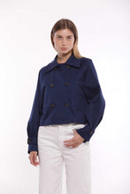 Carica l&#39;immagine nel visualizzatore di Gallery, trench cropped in gabardina - mimì muà - blu
