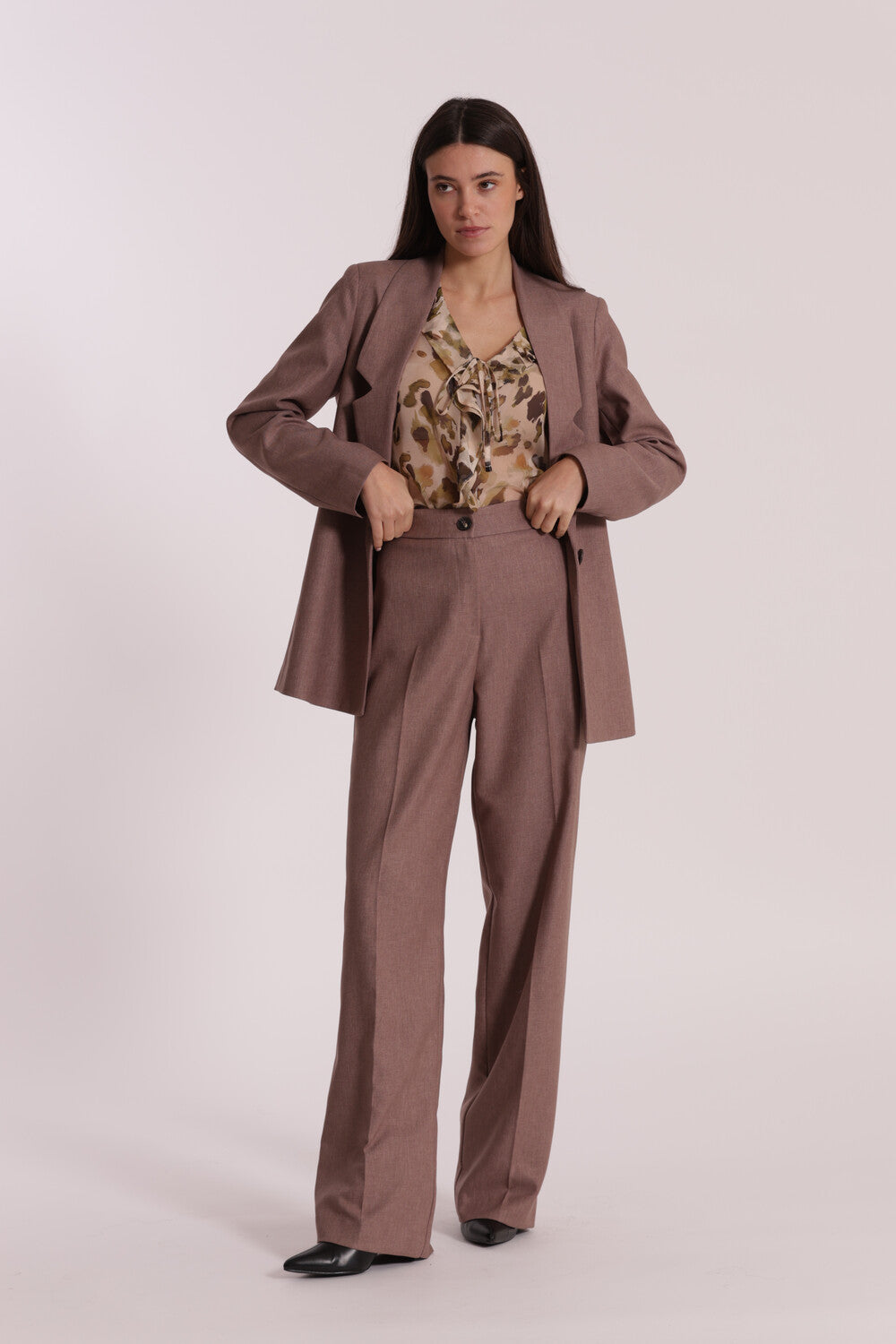 pantalone palazzo in tessuto fiammato - mimì muà - tortora