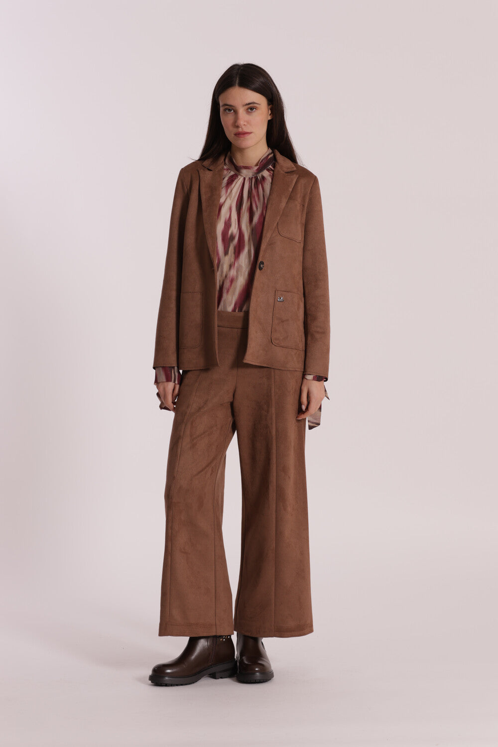 pantalone cropped effetto camoscio  - mimì muà - cammello