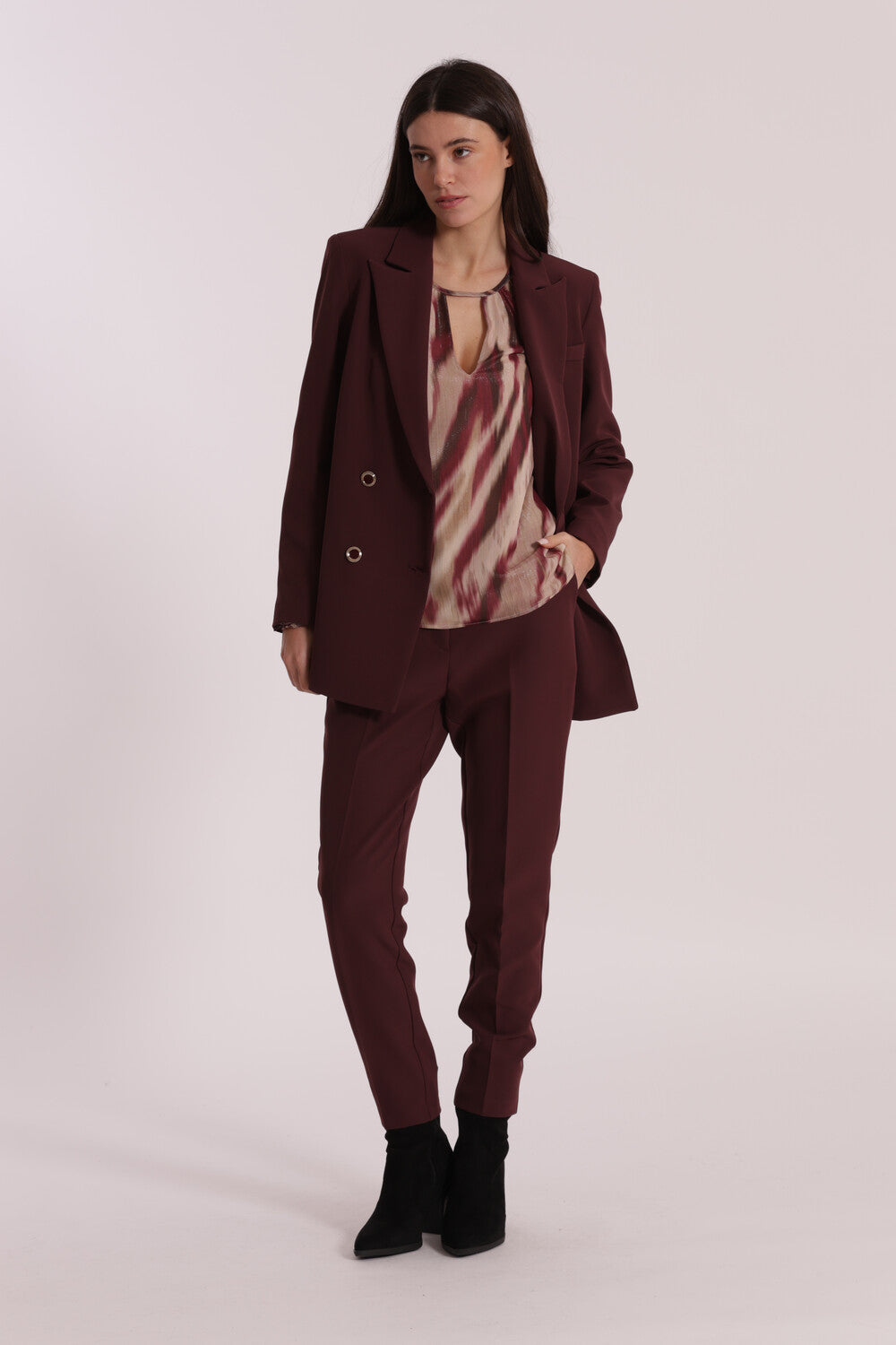 pantalone sigaretta con elastico dietro in tessuto tecnico - mimì muà - mosto