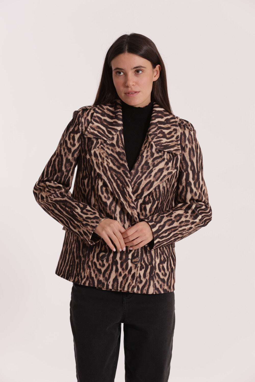 giaccone animalier  - mimì muà - cammello
