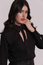 Carica l'immagine nel visualizzatore di Gallery, camicia in georgette con cut out  - mimì muà - nero
