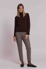 Carica l'immagine nel visualizzatore di Gallery, pantalone sigaretta in pied de poule lurex  - mimì muà - bordeaux beige
