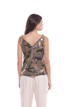 Carica l&#39;immagine nel visualizzatore di Gallery, top con motivo militare n paillettes - mimì muà - verde militare
