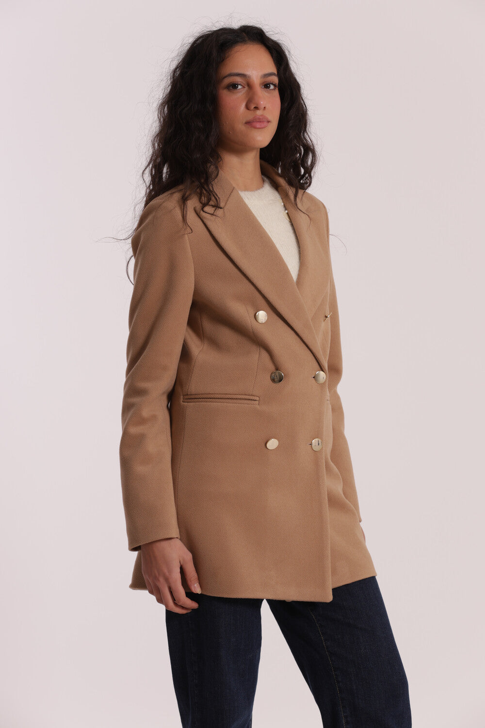 cappotto corto doppio petto  - mimì muà - cammello
