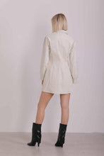 Carica l&#39;immagine nel visualizzatore di Gallery, abito corto con tasche effetto velluto millerighe - mimì muà - panna
