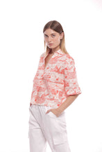 Carica l&#39;immagine nel visualizzatore di Gallery, camicia cropped fantasia love italy  - mimì muà - panna  rosso
