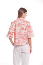 Carica l&#39;immagine nel visualizzatore di Gallery, camicia cropped fantasia love italy  - mimì muà - panna  rosso
