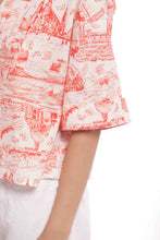 Carica l&#39;immagine nel visualizzatore di Gallery, camicia cropped fantasia love italy  - mimì muà - panna  rosso

